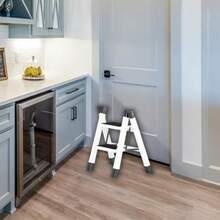 XGQy and Escalera Pble Tubular de 2 Peldaños aluminio Reente y Antideizante Ideal para ogar Alacena Oficina y Cercio Taburete Portátil con Amplio Step Banquito Soporta asta 150KG - Blanca - Ver 6