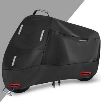 Funda para motocicleta, funda para motocicleta impermeable para todas las estaciones de color negro universal para exterior con bolsa de almacenamiento para crucero turístico