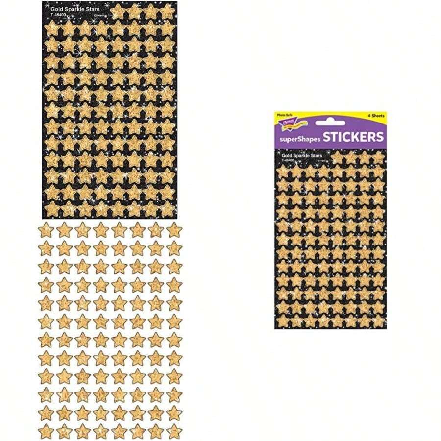 Enterprises, . Oro Sparkle estrellas SuperShapes stickers-sparkle, 400 ct(default) - Multicolor - Ver 1