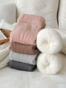 1/2/3/6 Đôi tất giữ ấm chân bằng lông cừu giả chồn cho nữ, chất liệu mềm mại, đa năng, thích hợp cho mùa thu/đông. - Nhiều màu - Xem 7