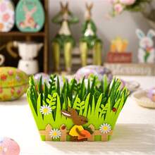 Easter Green Non-Woven Storage Basket - Egg Holder Container For Easter Party, Home Decor  Kids' Easter Egg Hunt - 彩色 - 查看 2