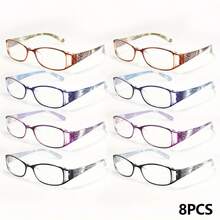 8 Pairs Of Color Striped Reading Glasses Suitable For Men And Women Essential For Daily Office Work Durable Vision Aids Essential - 2 Black + 2 Purple + 2 Blue + 2 Brown - View 15