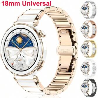 רצועת שעון 18 מ"מ תואמת ל- GT5 Pro 42 מ"מ GT5 41 מ"מ GT4 41 מ"מ רצועת נירוסטה תואמת ל-Garmin Venu 3S אביזרים עם אבזם פרפר