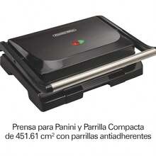 parrilla y prensa para Panini San duches, parrilla compacta, 2 electrodoméstico en 1 , puedes cocinar pollo, hamburguesas, cortes de carne, potencia de 1000 watts - Tipo de Enchufe A USA (110-127V) - Ver 2