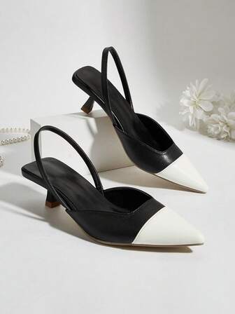 Nya enkla lapptäcksskor med kattungehäl, eleganta höga klackar med spetsiga tår, trendiga höga klackar med fotledsrem