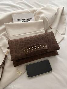 Casual Women's Clutch Bag, New Fashion Small Niche Envelope Bag, Minimalist Design - Coffee - View 8