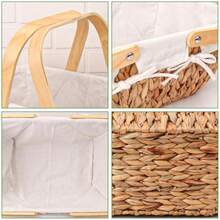 Cesta de picnic de mimbre con asa y forro blanco perfecta para parejas familias y amigos. Cesta de jacinto de agua tejida a mano con forro para comedor al aire última intervensión y - Coloresprimarios - Ver 3