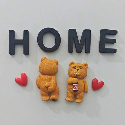 1 pieza/2 piezas Imanes de nevera de oso de resina, imanes decorativos lindos para refrigerador, oficina, cocina, pizarra, gabinete de almacenamiento, lavavajillas, decoración del hogar, regalo del Día de San Valentín, regalo para amigos y familiares