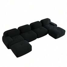 Sofas & Couches - Black + Corduroy + 4 Seat - View 6