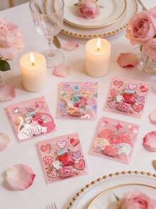 100pcs/Pack Transparent Candy Bags, Plastic Gift Bags, Mini Valentine's Day Party Favor Bags, Bulk Decorations - Multicolor - View 2