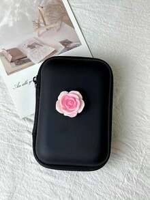 1个玫瑰花3D数据线整理器，多功能大容量 - 黑色 - 查看 5