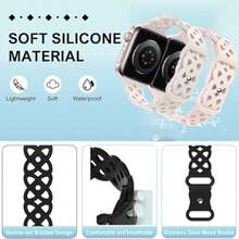 适用于 38mm、40mm、41mm、42mm、44mm、45mm、49mm 的硅胶编织表带，以及适用于 Series 11、10、9、8、7、6、SE、5、4、3、2、1 和 Ultra 的镂空编织运动表带。