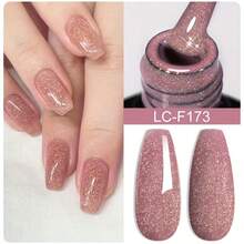 0.24oz Nude Pink Champagne Shimmer Glitter Gel Polish - High Coverage Long-Lasting No-Wipe Nail Gel, Quick Dry Peeling Gel For DIY Home Nail Art, Suitable For LED/UV Lamps, Salon-Quality Professional Manicure Tool - 彩色 - 查看 3