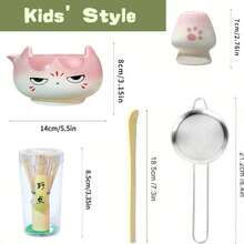 5pcs/Set New Creative Ceramic Cartoon Matcha Tea Set, Including Matcha Whisk, Matcha Bowl, And Tea Spoon - A Complete Tea Making Tool Set - Multicolor - View 11