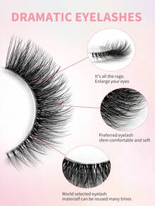 ENCHUW 10 Pairs False Eyelashes Natural Look Cat Eye Lashes With Clear Band Wispy Fake Eyelashes 3D Strip Lashes Thick Eye Lashes Soft Lashes Fluffy Natural Eye Lashes Multipack - Black - View 3
