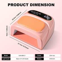 LIMEGIRL 2000mAh 手枕式 UV/LED 美甲灯，可充电快速固化 U 型凝胶美甲烘干机，新手友好型大容量美甲灯，适用于家庭和美甲沙龙，新年和生日礼物，橙色、白色、紫色 - 彩色 - 查看 8