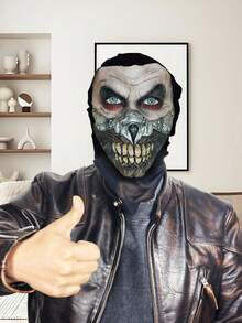 1pc Customized 3D Full Face Print Balaclava Hat, Made Of Stretchy Polyester Fiber, Fashionable Design, Hand/Dry Wash, Breathable Mesh, Suitable For Halloween, Christmas, April Fool's Day Parties, Cosplay, Unisex, Easter, Valentine's Day, Thanksgiving, Father's Day, New Year Best Birthday/Friend Gift, Theme Parties, Christmas Gifts, Perfect Choice For Theme Party Costumes - Multicolor - View 2