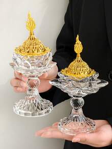 1 chiếc lư hương thủy tinh pha lê hình hoa sen vàng, bộ khuếch tán tinh dầu thủy tinh Ả Rập, giá đỡ hương trang trí Trung Đông. - Nhiều màu - Xem 7