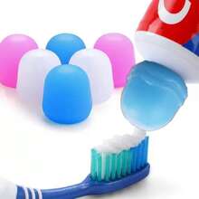 6pcs Automatic Self-Closing Toothpaste Cap Dispenser - Suitable For Adults And Bathrooms, Keeps Things Clean And Tidy - Bathroom Accessories - Easy To Use (Random Color) Home Bathroom Decor, Autumn Decor, Back-To-School Season - Multicolor - View 1