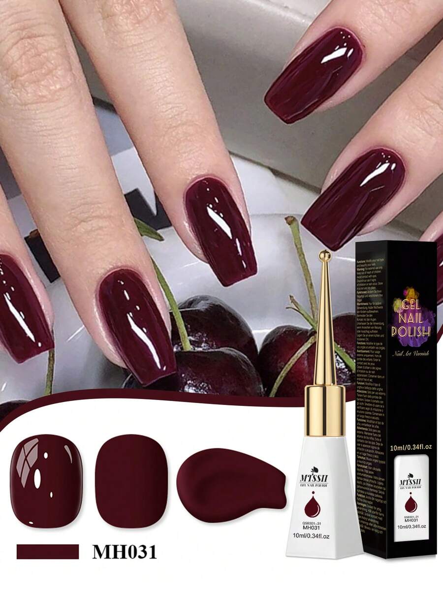 Mtssii 10ml Glass Bottle Cherry Red Nail Gel Polish Most Popular Autumn Winter Nail Supplies Varnish Semi Permanent Nail Art Manicure Soak Off LED UV Gel Nail Varnishes For Women GIfts - màu đỏ đậm - Xem 1