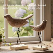 Figura de pájaro de madera, juego de 2 piezas, estatua de animal pequeño, decoración para el hogar, la sala de estar y la oficina, regalos de San Valentín, clásico y elegante,  de , alta tasa de recompra.