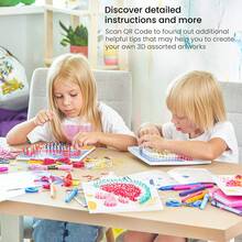 ARTEZA Kit de Arte de Hilo para Niños, Conjunto de 5 Diseños de Animales Marinos, Tachuelas de Plástico, Suministros de Arte para Proyectos de Manualidades y Actividades de Tiempo Libre de los Niños - Diseños de animales - Ver 5