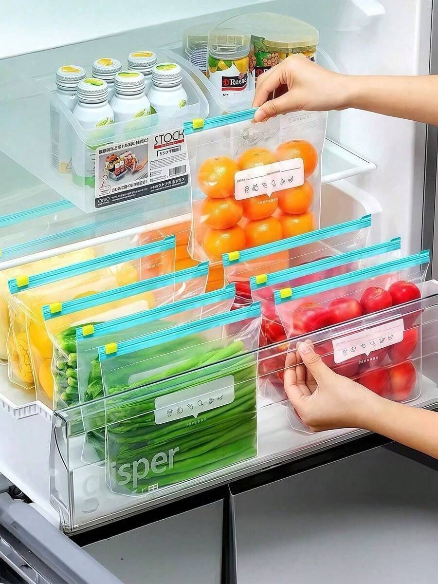 45 túi đựng thực phẩm kín khí có thể tái sử dụng (10 túi lớn + 15 túi vừa + 20 túi nhỏ), túi đông lạnh dày, dùng được trong lò vi sóng, màu xanh dương, dùng để bảo quản và sắp xếp thực phẩm lâu dài, túi khóa kéo PE trong suốt, thích hợp để phân loại thực phẩm và bảo quản đồ ăn nhẹ trong nhà bếp.