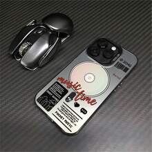 Vintage CD Music Retro Tech Interface Phone Case For  13/14/15/16 - Shockproof Cover, Urban Streetwear Music-Themed Graphic Design - Plateado - Ver 7