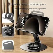 Foldable Phone Stand Adjustable Rotating Desktop Holder For Office Home Compact Portable Design Stable Structure Compatible All Smartphones Tablets - Grey - View 2