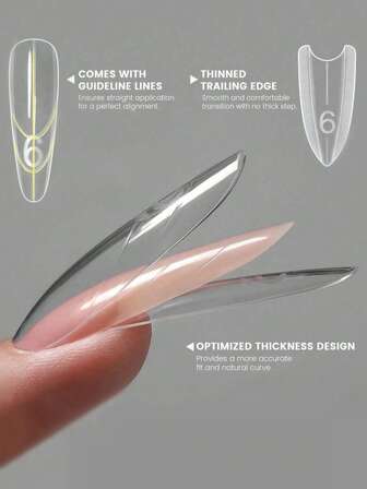 120pcs Water Drop Ballet Oval Nail Extension Tips, Sandwich Design 60pcs Top Tips + 60pcs Bottom Tips, Acrylic Gel Quick Nail Extension, Creative Nail Art DIY Tools