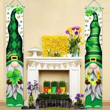 1 Pair St. Patrick's Day Clover Leprechaun Garden Flags, Indoor Outdoor Porch Decor, Polyester, Spring Party Accessory, 12x70.8 Inches - Multicolor - View 4