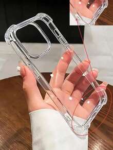 1pc Minimalist Transparent Air Cushion Anti-Fall Phone Protective Case, Compatible With IPhone 11/12/13, Clear Soft Comfortable Grip Shock-Proof Phone Case, Compatible With IPhone 14/15/16, Large Hole High Camera Protection Phone Case, Compatible With IPhone 13, Compatible With IPhone 17 Pro Max