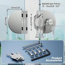 Ranbo 304 - Cerradura de  para puerta de vidrio acero inoxidable chapado en cromo 10 mm -12 mm 3 llaves Double Swing Glass Door Plateado - como en la foto - Ver 2