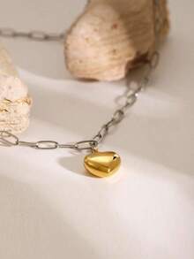 1pc Simple And Versatile Heart Pendant Necklace For Women's Daily Wear - Heart-shaped - View 3