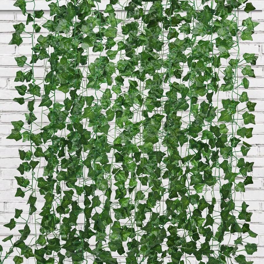 12pcs/1pc 84.7 Inch Artificial Ivy Vine, Fake Evergreen Ivy Vines For Bedroom, Room, Wedding Decor, Artificial Ivy Garland With Fake Leaves, Hanging Vines, Indoor/Outdoor Wall Decor, Back To School, Dorm, Wedding, Christmas - Multicolor - View 1