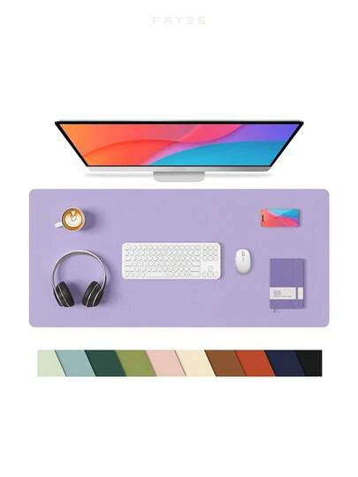 1Pc Leather Desk Protector, Office Mat, Large Mouse Pad, Writing Board, Desk Mat, Black, White, Purple, Pink, Gray, Green, Blue Anti-Slip PU Leather Imprint, Laptop Pad, Waterproof Writing Mat For Office And Home