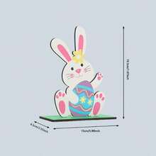 1 Easter Bunny Wooden Decoration, Artificial Wooden Bunny And Egg Design, Holiday Bedroom Decoration, English Text, Desktop Display Home Decor Ornaments Home Miniature Things