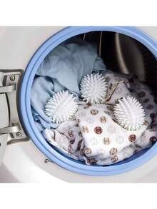 1/2/4个装可重复使用的可爱刺猬洗衣球，高效去污除毛，适用于洗衣机和烘干机，防皱防粘，是让衣物柔软洁净的必备洗衣配件。 - 彩色 - 查看 4