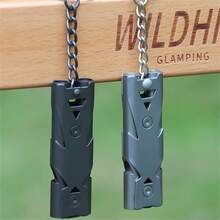 Survival Whistle, Double-Barreled Whistle, Outdoor Rescue Whistle, Stainless Steel High-Frequency Earthquake Life-Saving Whistle, High Decibel Whistle{ Carnival Holiday Party Supplies}Black+Silver - Multicolor - View 3