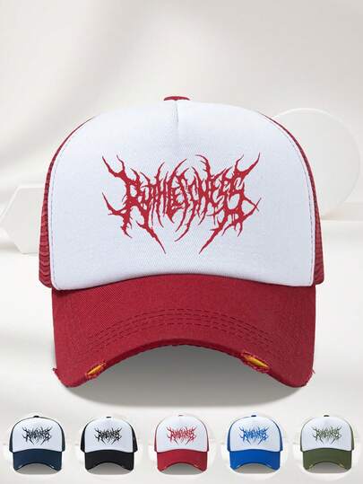 1 Piece Of Men's And Women's Four Season Hardtop Mesh Thorn Pattern Print, Color Blocking, Multi-Color Adjustable Size, Outdoor Casual Fashion, Truck Driver Hat, Mesh Hat, Baseball Cap Suitable For Daily Use, Versatile And Popular, Gift Giving, Dad Hat,Cap Women Streetwear Grandad Vintage Men Gift Ideas Fishing Gifts For Men Skull Cap Y2K-Style Youth Hat