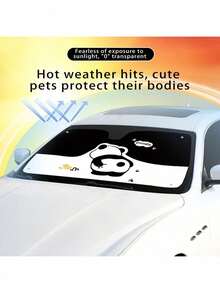 1件熊猫汽车遮阳帘前挡风玻璃夏季防晒隔热卡通汽车遮阳帘 - 貓熊 - 查看 2