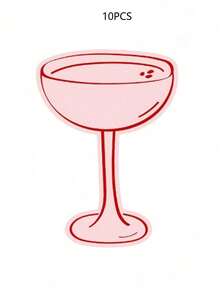 10 Stücke rosa Cocktail-förmige Platzkarten - 3 verschiedene Designs, süße Namensschilder, geeignet für Tischdekorationen, Hochzeiten, Buffet-Speiseschilder, Champagner-Party-Dekoration und Taufen - Verschiedenfarbig - Übersicht 10