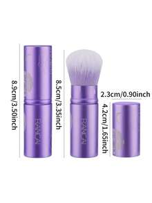 1pc Retractable Kabuki Makeup Brush, Suitable For All Facial Makeup And Liquid Foundation, Foundation Cream, And Powder, With Aluminum Handle - Multicolor - View 3