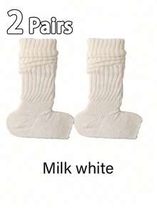 1/2 Pairs Of Autumn And Winter Clothing With Exposed Toe Design, Stacked Socks, Knitted Socks - Multicolor - View 19