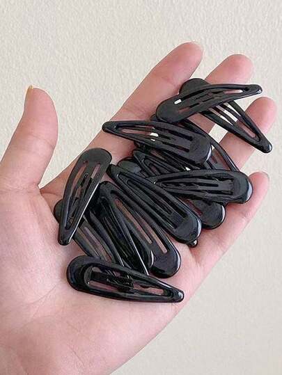 20pcs Classic Black Oil Drip BB Hair Clips, Bangs & Flyaway Hair Clips, Hair Accessories