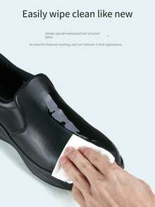 男女通用厨房工作鞋，EVA鞋底搭配橡胶防滑鞋底，耐磨、减震、防滑，黑色PU皮革鞋面，适用于厨房、医院、厨师、护士等场合，舒适的工作鞋，男女通用医用/护理鞋 - 黑色 - 查看 7