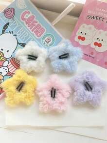 4pcs Women's Autumn/Winter Plush Star Bow Barrettes, Cute & Elegant Side Bangs Decor Hair Clips, Korean Style Versatile Hair Accessories Suitable For Daily Wear, Accessories Y2k, Claw Clips, Hair Claws, Hair Slide, Fall Fashion, Bows - Multicolor - View 21