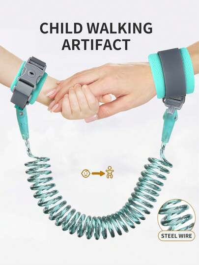 Child Anti-Lost Traction Rope, Kid's Outdoor Anti-Lost Wristband, Baby Anti-Lost Wristband, Toddler Leash Wristband, Walking Kid's Companion, Safety Key Version, Reflective Night Version, Steel Wire Wristband