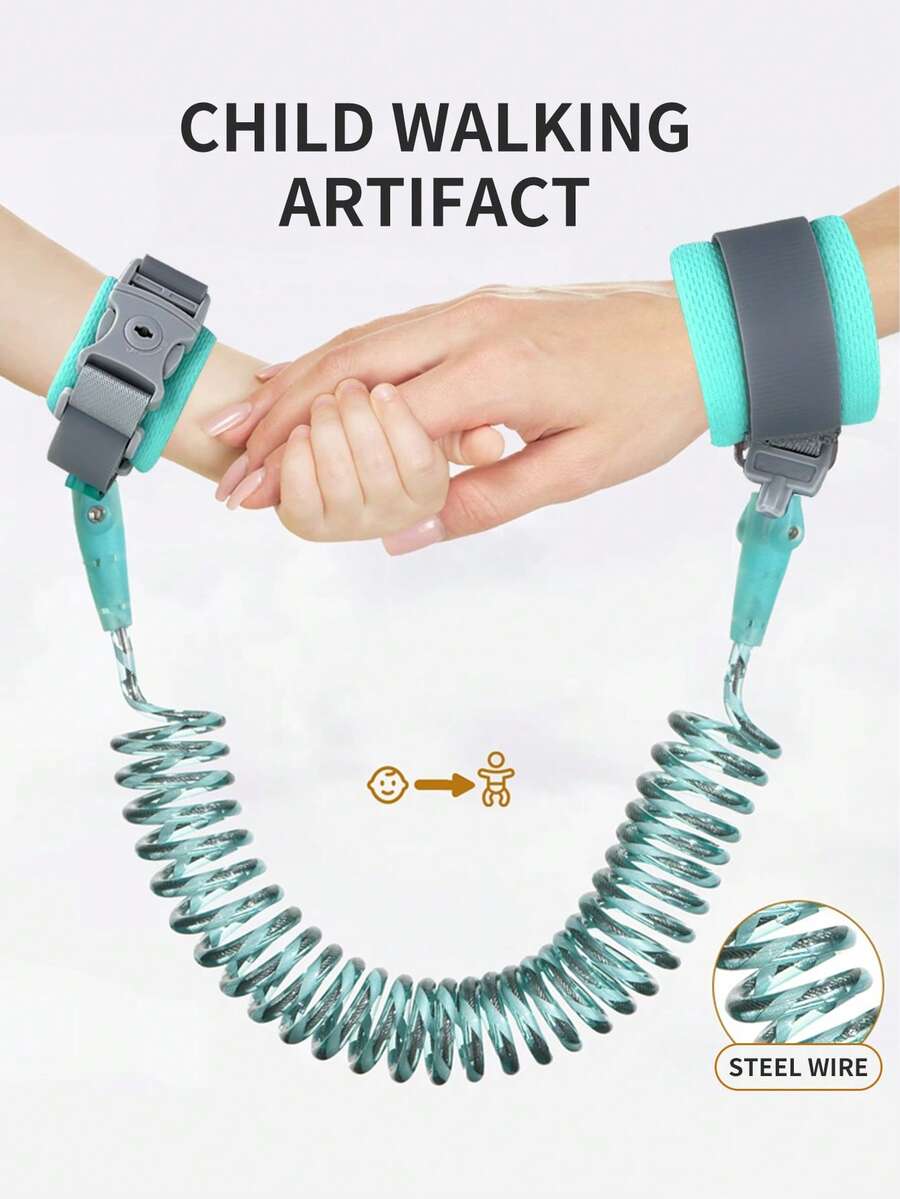 Child Anti-Lost Traction Rope, Kid's Outdoor Anti-Lost Wristband, Baby Anti-Lost Wristband, Toddler Leash Wristband, Walking Kid's Companion, Safety Key Version, Reflective Night Version, Steel Wire Wristband - Multicolor - View 1