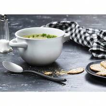 KooK Tazones para sopa ollas de cebolla francesas vajillas aptas para horno tazas juego de cerámica lavavajillas microondas 4 unidades 510.3 g blanco - Blanco - Ver 4